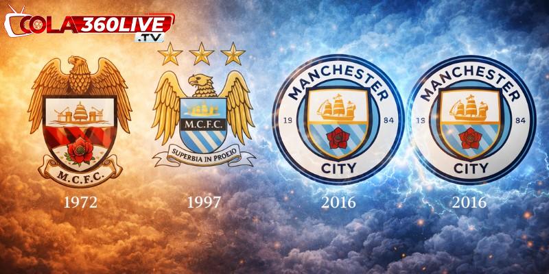 Man City có 4 lần thay đổi diện mạo logo thương hiệu
